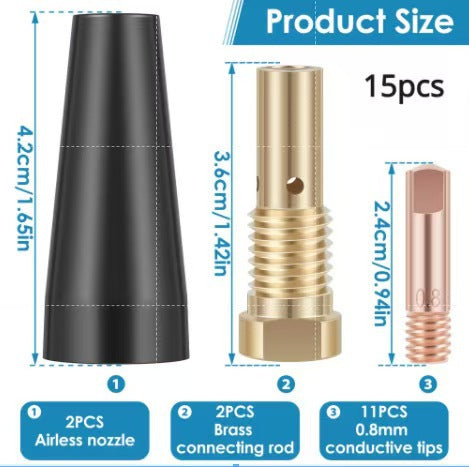 15AK MIG Welding Torch Consumables Kit - 15 Pieces
