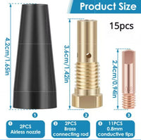 15AK MIG Welding Torch Consumables Kit - 15 Pieces