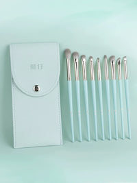 9-Piece Eye Makeup Brush Set with Bag - Eyeshadow, Eyeliner, Nose Contour, Lying Silkworm Brushes for Beginners
