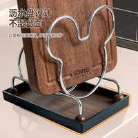 Walnut Wood Dish Drying Rack with Stainless Steel Cloth Holder for Kitchen Countertop Organization