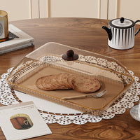 Rectangular Serving Tray with Transparent Dustproof Lid for Commercial and Home Use, Bread and Cake Display