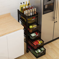 Pull-Out Drawer Kitchen Storage Rack Multi-layer Carbon Steel Organizer for Vegetables and Sundries
