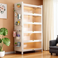 Steel Display Cabinet with Glass Doors for Collectibles and Books, Dustproof Storage Shelf