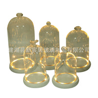 LED Lighted Glass Display Dome with Dustproof Cover for Micro Landscape and Figurines