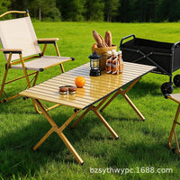 Portable Aluminum Alloy Roll-Up Camping Table for Outdoor Picnics and BBQ