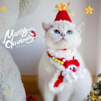 Christmas Pet Scarf and Hat Set for Cats and Small Dogs, Festive Holiday Costume Accessory