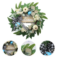50cm Eucalyptus and White Pumpkin Autumn Wreath for Front Door Decor