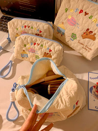 Cute Puppy Cosmetic Bag for Women, Large Capacity Portable Travel Organizer for Skincare, Toiletries, and Stationery