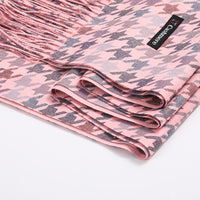 Houndstooth Wool Blend Scarf Shawl for Women, Autumn/Winter Cotton Printed Scarf