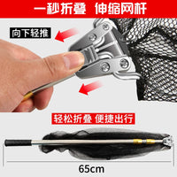 Foldable Triangular Fishing Landing Net with Telescopic Stainless Steel Pole