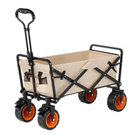 Foldable Outdoor Utility Wagon with Adjustable Handle for Camping Fishing and Hauling
