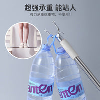 Retractable Stainless Steel Clothes Drying Pole with Hook for Reaching and Hanging Clothes
