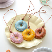 DIY Donut Bag Charm Keychain Kit - Cute Leather Car Ornament Craft
