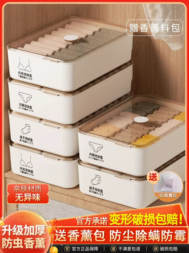 Underwear and Socks Organizer Box with Compartments for Wardrobe Storage