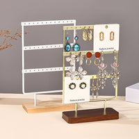 Walnut Wood & Metal 3-Tier Earring Display Stand Jewelry Organizer