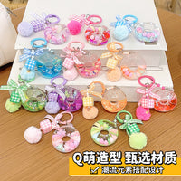 Dopamine Donut Liquid Keychain for Backpacks and Handbags, Cute Girls' Bag Charm Keyring Gift
