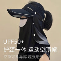 Summer UV Protection Sun Visor Hat with Full Face Mask for Outdoor Cycling