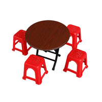 Miniature Dollhouse Foldable Dining Table and Chairs Set for Kids' Pretend Play