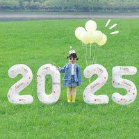 32-inch White Printed Number Foil Balloons for Birthday Party Decoration