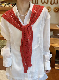 Hollow Knit Shawl Cardigan for Women - Stylish Sun Protection & Air-Conditioned Room Cover-up