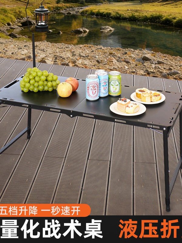 IGT Tactical Folding Camping Table - High Carbon Steel, Lightweight & Portable for Outdoor Picnic