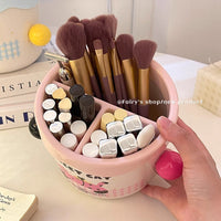Cute Animal Desktop Organizer with Colorful Balls for Cosmetics and Stationery