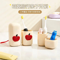 Portable Travel Toothbrush and Mouthwash Cup Set for Family Trips