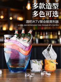 Acrylic Ice Bucket with Double Handles for Commercial and Home Bar Use, KTV Champagne and Beer Chiller