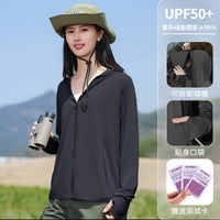 Women's UPF 50+ Ice Silk Sun Protection Jacket with Large Brim Hood
