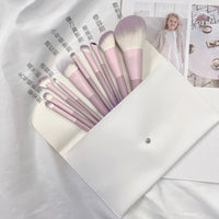 10-Piece Pink-Purple Makeup Brush Set with Storage Bag, Powder and Eyeshadow Brushes
