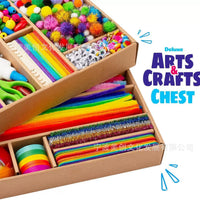 3000+ Pcs Craft Supplies Kit for Kids, Deluxe Art Set with Pom Poms and Pipe Cleaners, Giant Craft Box