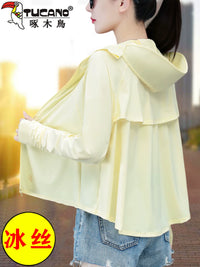 Women's Ice Silk Sun Protection Cape Cardigan with Mesh Back