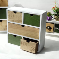 Rustic Wooden Desktop Organizer with Drawers and Compartments for Jewelry, Keys, and Mail