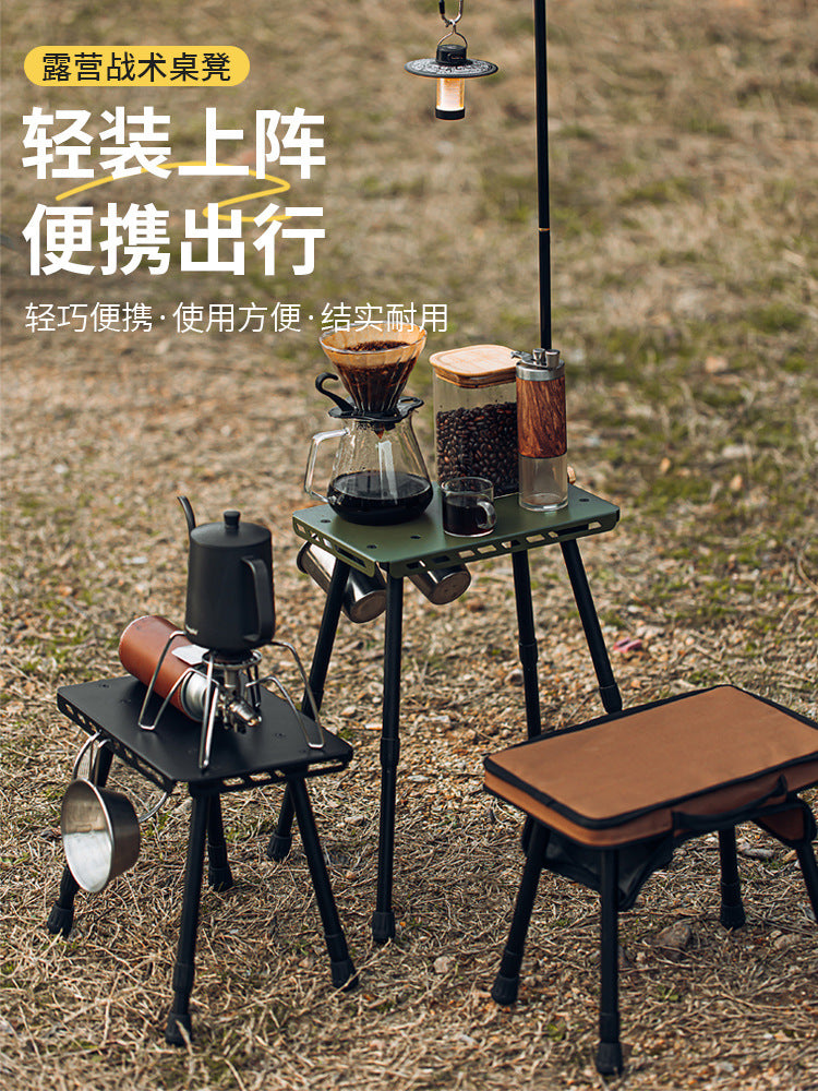Portable Outdoor Tactical Folding Stool and Table for Camping Fishing Hiking