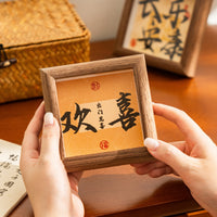 3D Calligraphy Mini Photo Frame Hollow Wooden Ornament Office Desktop Decoration Inspirational Text Display Frame