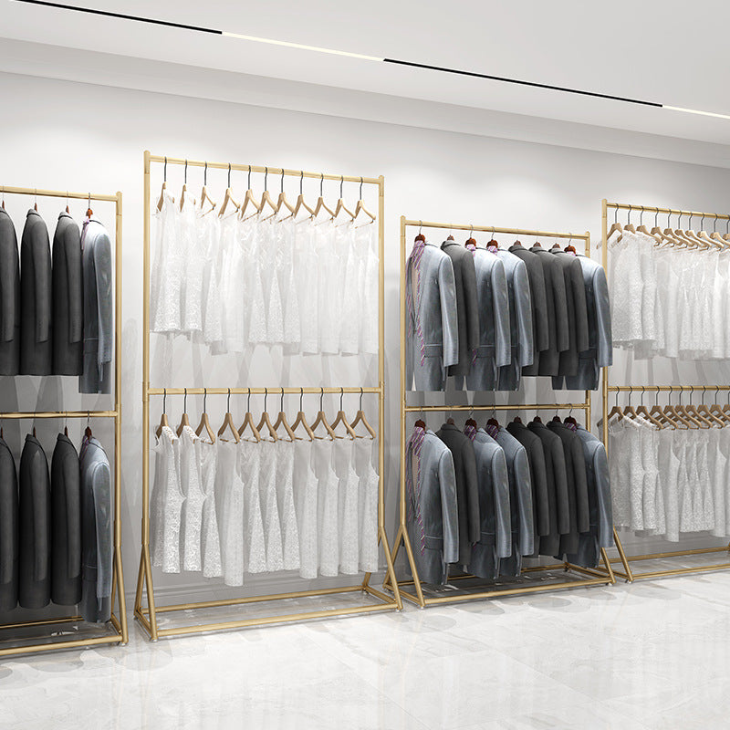 Heavy-Duty Double-Layer Garment Rack for Retail Display and Photography Studios