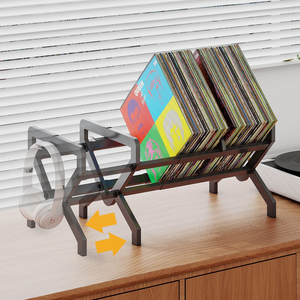 Creative Household Desktop Metal Vinyl Record Storage Rack Large Capacity Iron Art Display Shelf