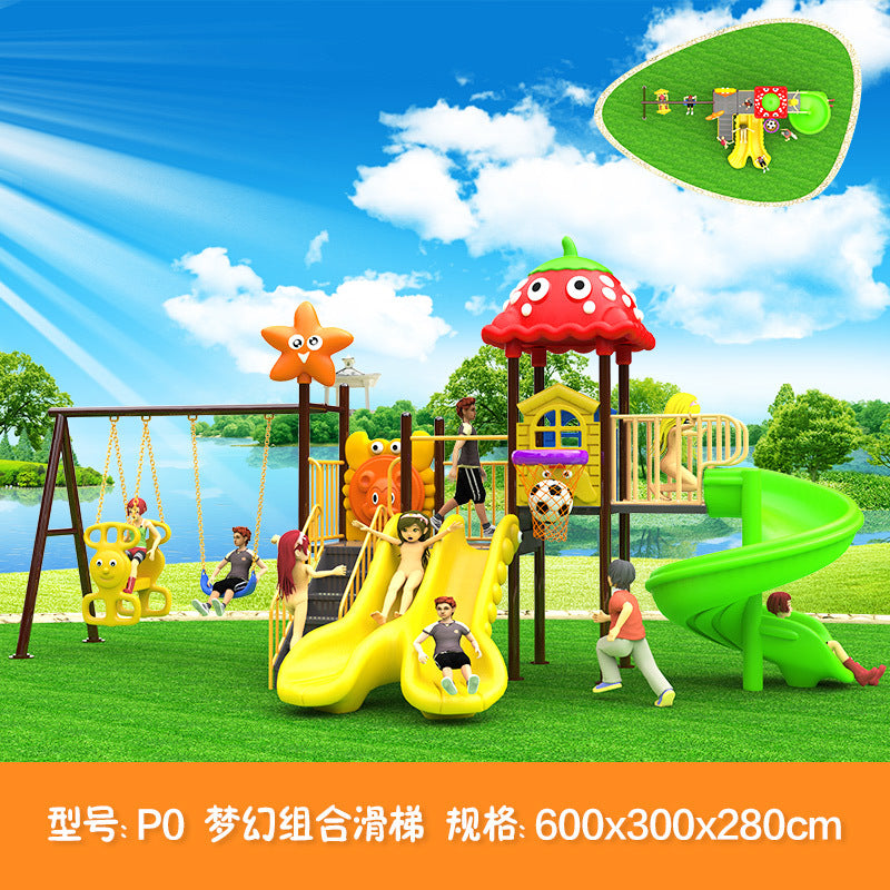 Large Outdoor Playground Slide and Swing Set for Kindergarten and Park