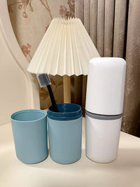 Portable Travel Toothbrush Holder and Mouthwash Cup Set for Couples