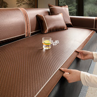 Summer Luxury Ice Vine Sofa Mat with Non-Slip Ice Silk Cover