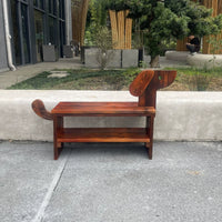 Solid Wood Outdoor Shoe Changing Bench with Storage and Decorative Dog Design, Waterproof & Mildew Proof