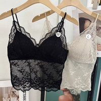 Women's Thin Strap Lace Bralette with Built-in Padded Back
