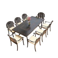 Outdoor Patio Cast Aluminum Dining Table and Chairs Set for Garden Villa Balcony