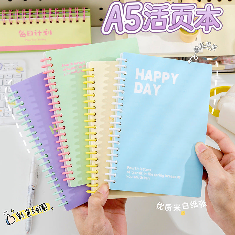 Macaron Color A5 Spiral Notebook for Students, Detachable Thickened Loose-Leaf Journal