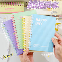Macaron Color A5 Spiral Notebook for Students, Detachable Thickened Loose-Leaf Journal