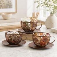 Creative Coffee Cup Candle Holder Set for Desktop & Home Decor