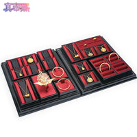 Chinese Style Lacquer & Silk Jewelry Display Trays for Necklaces, Bracelets, Earrings