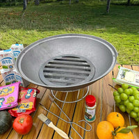 Outdoor Portable Cast Iron Fire Pit BBQ Grill for Patio and Home Use, Charcoal Barbecue Stove for Tea Boiling
