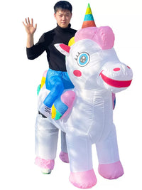 Inflatable Unicorn Costume for Adults and Kids, Funny Cartoon Cosplay Outfit for Christmas and Parties
