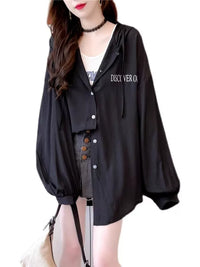 Women's Plus Size Sun Protection Hoodie Ice Silk Loose Cardigan